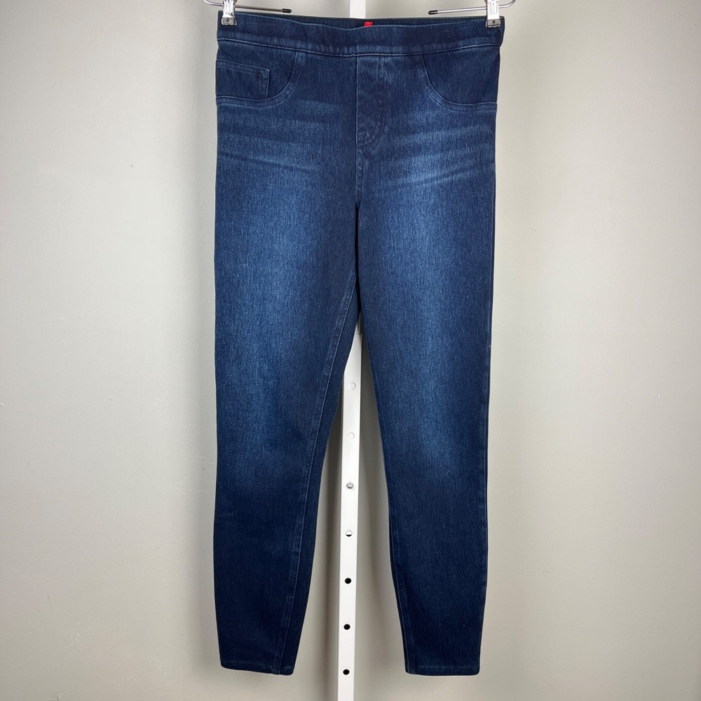 Spanx Ankle Jean-ish Leggings Womens M Dark Blue Wash Pull On‎ Pants